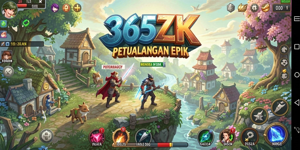 Screenshot menunjukkan aksi pertarungan seru dalam 365ZK.