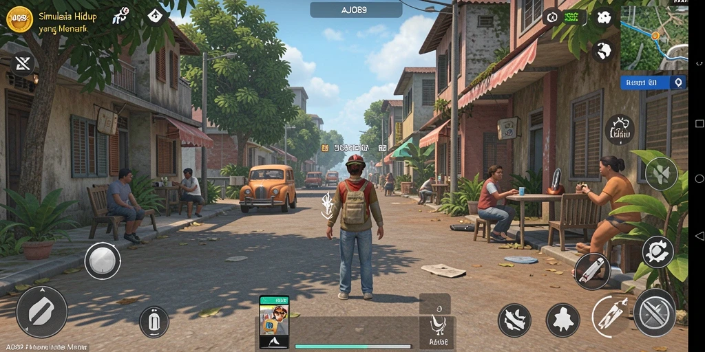 Screenshot AJO89 menunjukkan karakter dalam lingkungan simulasi yang realistis.