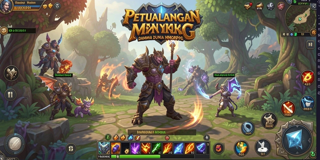 Screenshot utama C0077 menunjukkan aksi pertempuran epik dalam dunia MMORPG.