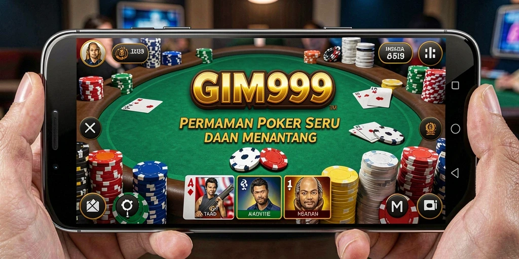 Screenshot GIM999 menampilkan gameplay Poker yang mendebarkan.