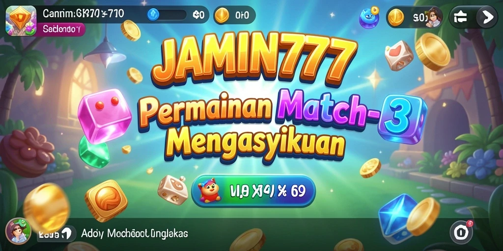 Tangkapan layar gameplay JAMIN777 dengan aksi Match-3 yang seru.