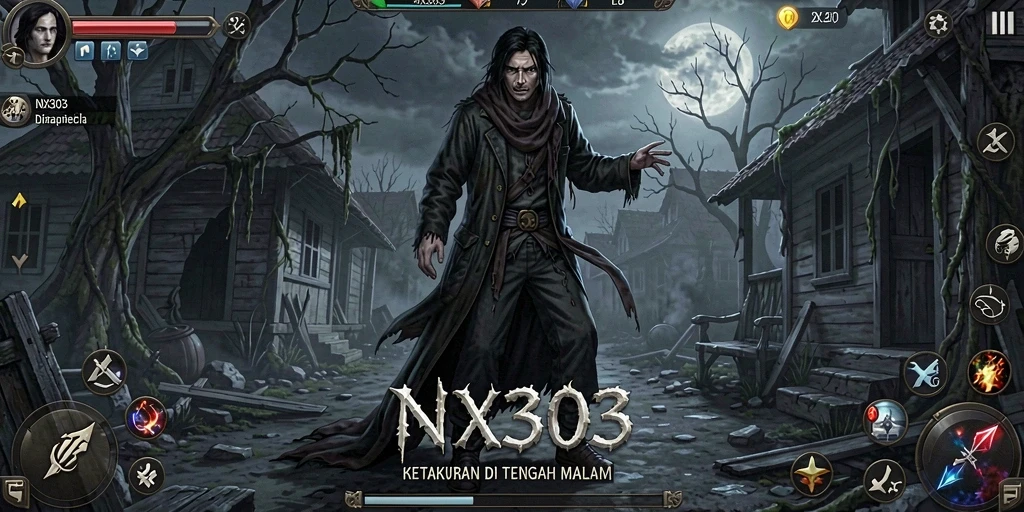 Tampilan gameplay <strong>NX303</strong> yang menegangkan dan penuh misteri.