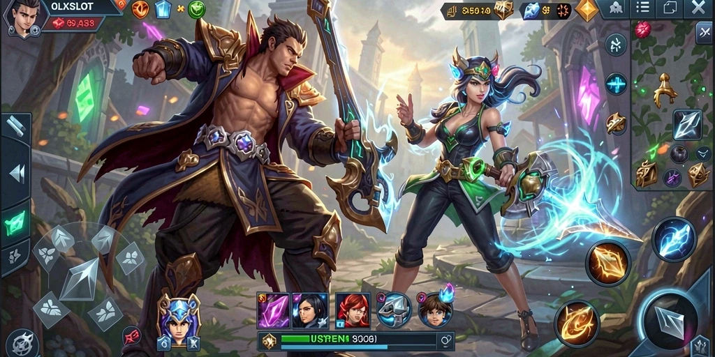 Tampilan gameplay seru dari OLXSLOT saat bertempur di arena MOBA.