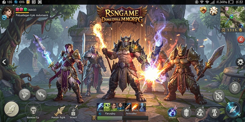 Screenshot gameplay RSNGAME menunjukkan aksi epik dalam pertempuran.
