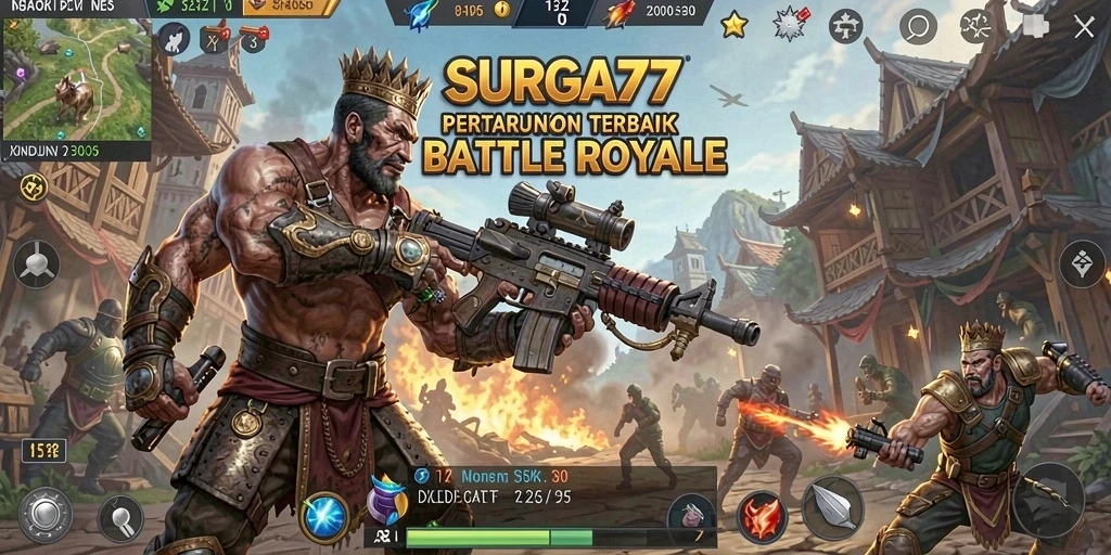 Gameplay seru di SURGA77 dengan aksi Battle Royale yang mendebarkan.