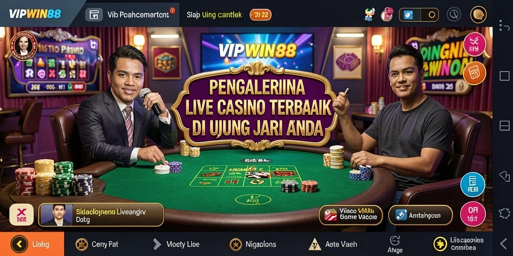 Tampilan gameplay Live Casino yang mendebarkan dan interaktif di VIPWIN88.